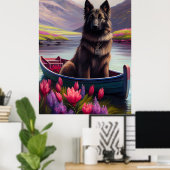 Belgischer Schäferhund auf einem Paddel: Ein Lands Poster (Heimbüro)