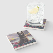 Belgischer Schäferhund auf einem Paddel: Ein Lands Steinuntersetzer (Seitenansicht)