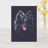 Belgischer Schäferhund auf Schwarzem Karte (Gelbe Blume)