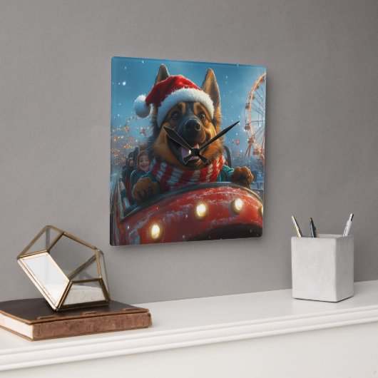 Belgischer Schäferhund Dog Roller Untersetzer Weih Quadratische Wanduhr (Büro)