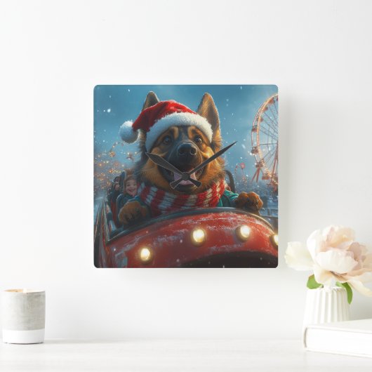 Belgischer Schäferhund Dog Roller Untersetzer Weih Quadratische Wanduhr (Zuhause)