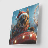 Belgischer Schäferhund Dog Roller Untersetzer Weih Quadratische Wanduhr (Winkel)