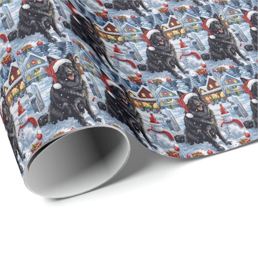 Belgischer Schäferhund Dog Winter Wonderland Weihn Geschenkpapier (Rolleneckpunkt)