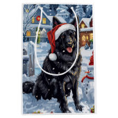 Belgischer Schäferhund Dog Winter Wonderland Weihn Mittlere Geschenktüte (Vorderseite)