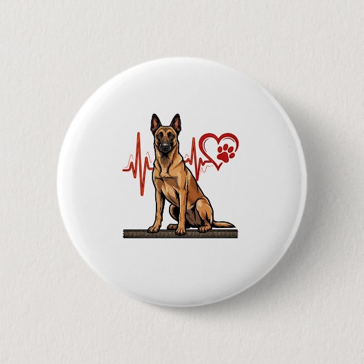 Belgischer Schäferhund Herzschlag Pfote Herz Button (Vorderseite)