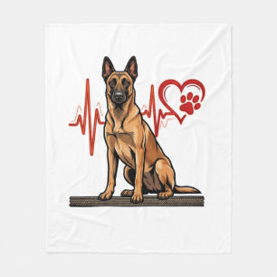 Belgischer Schäferhund Herzschlag Pfote Herz Fleecedecke