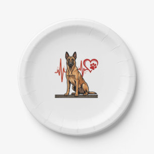Belgischer Schäferhund Herzschlag Pfote Herz Pappteller