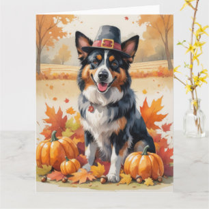 Belgischer Schäferhund im Herbstlaub Erntedank Kun Karte