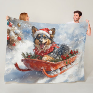 Belgischer Schäferhund im Schlitten Lass es schnei Fleecedecke