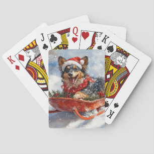 Belgischer Schäferhund im Schlitten Lass es schnei Spielkarten