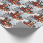 Belgischer Schäferhund in Sledge Let it Schnee Wei Geschenkpapier (Ecke)
