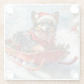 Belgischer Schäferhund in Sledge Let it Schnee Wei Glasuntersetzer (Rückseite)