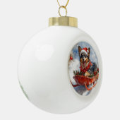 Belgischer Schäferhund in Sledge Let it Schnee Wei Keramik Kugel-Ornament (Links)