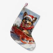 Belgischer Schäferhund in Sledge Let it Schnee Wei Kleiner Weihnachtsstrumpf (Vorderansicht (hängend))