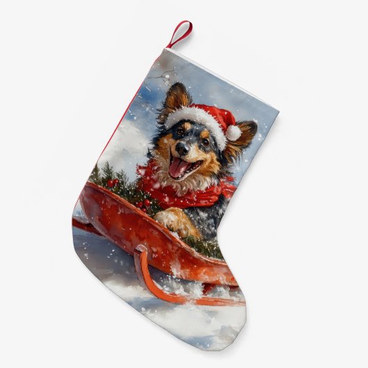 Belgischer Schäferhund in Sledge Let it Schnee Wei Kleiner Weihnachtsstrumpf (Vorderansicht (hängend))