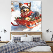 Belgischer Schäferhund in Sledge Let it Schnee Wei Leinwanddruck (Insitu (Schlafzimmer))