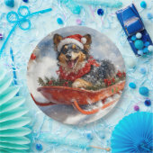 Belgischer Schäferhund in Sledge Let it Schnee Wei Pappteller (Party)