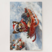 Belgischer Schäferhund in Sledge Let it Schnee Wei Puzzle (Vertikal)