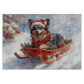 Belgischer Schäferhund in Sledge Let it Schnee Wei Schneidebrett (Vorderseite)