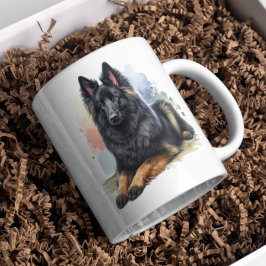 Belgischer Schäferhund in Wasserfarbe Kaffeetasse