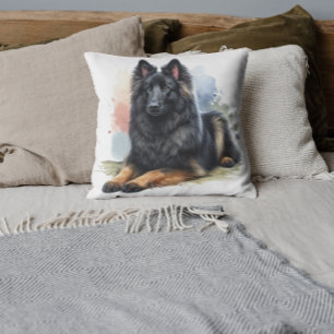 Belgischer Schäferhund in Wasserfarbe Kissen