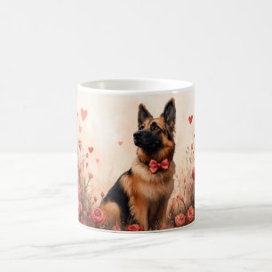 Belgischer Schäferhund mit Rosen - Valentinstag Kaffeetasse