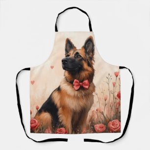 Belgischer Schäferhund mit Rosen - Valentinstag Schürze