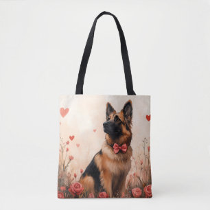 Belgischer Schäferhund mit Rosen - Valentinstag Tasche