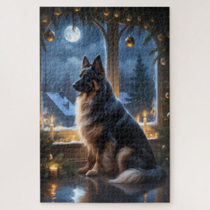 Belgischer Schäferhund mit Weihnachtsbeleuchtung U Puzzle