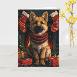 Belgischer Schäferhund mit Weihnachtsgeschenk Kami Karte