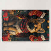 Belgischer Schäferhund mit Weihnachtsgeschenk Kami Puzzle (Horizontal)