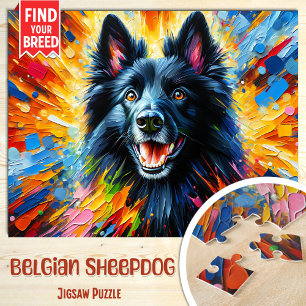 Belgischer Schäferhund-Porträt Acrylkunst Druck Puzzle