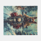 Belgischer Schäferhund Riding Motorrad Weihnachten Fleecedecke (Vorderseite (Horizontal))