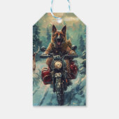 Belgischer Schäferhund Riding Motorrad Weihnachten Geschenkanhänger (Rückseite)
