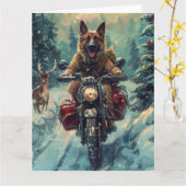 Belgischer Schäferhund Riding Motorrad Weihnachten Karte (Gelbe Blume)