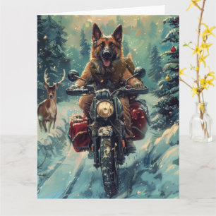 Belgischer Schäferhund Riding Motorrad Weihnachten Karte