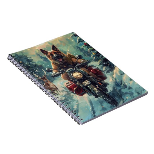 Belgischer Schäferhund Riding Motorrad Weihnachten Notizblock (Rechte Seite)