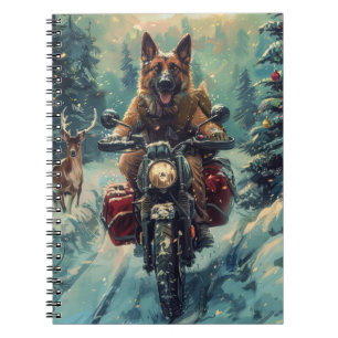 Belgischer Schäferhund Riding Motorrad Weihnachten Notizblock