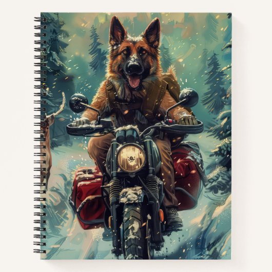 Belgischer Schäferhund Riding Motorrad Weihnachten Notizblock (Vorderseite)