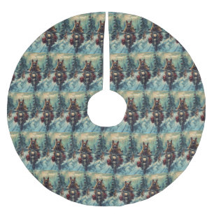 Belgischer Schäferhund Riding Motorrad Weihnachten Polyester Weihnachtsbaumdecke