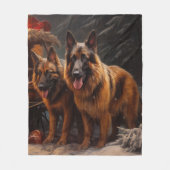 Belgischer Schäferhund Snowy Sleigh Weihnachtsdeko Fleecedecke (Vorderseite)