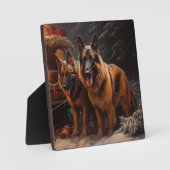 Belgischer Schäferhund Snowy Sleigh Weihnachtsdeko Fotoplatte (Vorderseite)