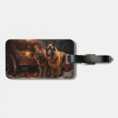 Belgischer Schäferhund Snowy Sleigh Weihnachtsdeko Gepäckanhänger (Rückseite horizontal)