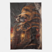 Belgischer Schäferhund Snowy Sleigh Weihnachtsdeko Geschirrtuch (Vertikal)