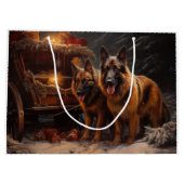 Belgischer Schäferhund Snowy Sleigh Weihnachtsdeko Große Geschenktüte (Rückseite)