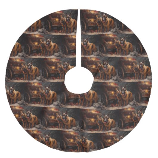 Belgischer Schäferhund Snowy Sleigh Weihnachtsdeko Polyester Weihnachtsbaumdecke (Vorderseite)