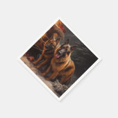 Belgischer Schäferhund Snowy Sleigh Weihnachtsdeko Serviette (Ecke)