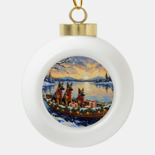 Belgischer Schäferhund Tervuren Weihnachtsboot Url Keramik Kugel-Ornament
