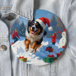 Belgischer Schäferhund Weihnachtliche Schneeszene Button