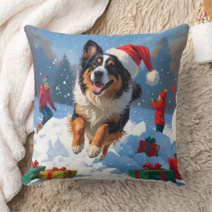 Belgischer Schäferhund Weihnachtliches Schneeszena Kissen